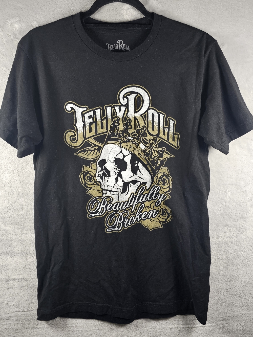 Jelly Roll Sz. Medium Beautifully Broken Tour Graphic Tee Skull Spellout Black